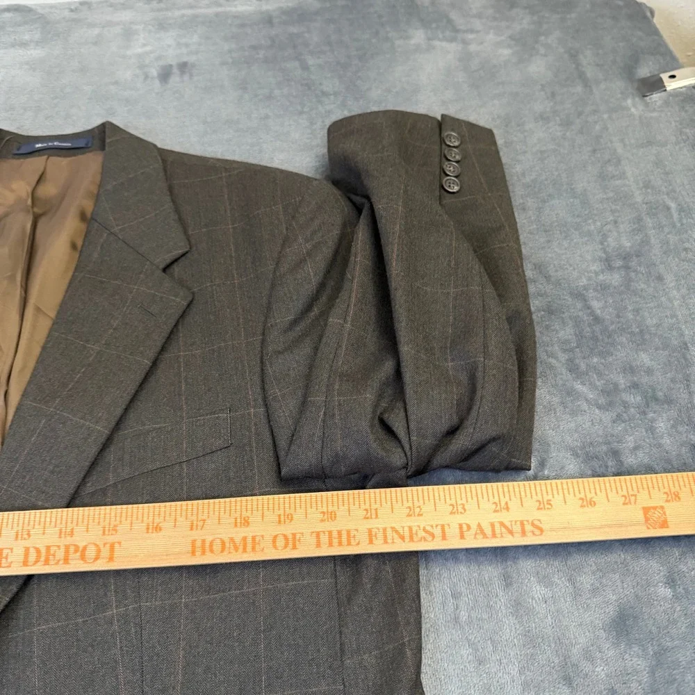 Chaps Ralph Lauren Blazer Mens 42 Regular Brown Wool Herringbone Windowpane